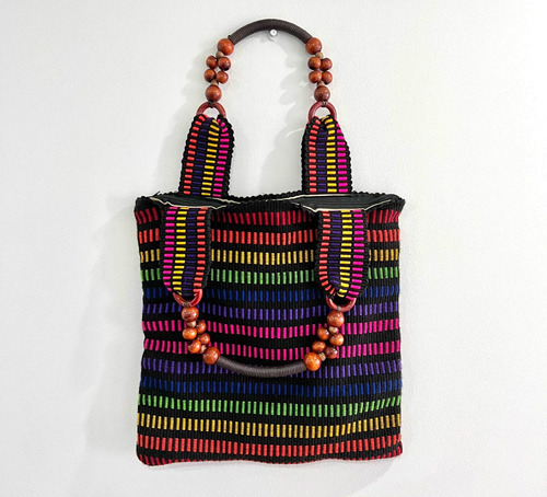 Imagen 3 de 3 de Bolso Wayúu Artesanal Cremallera Multicolor Oiginal Guajiro