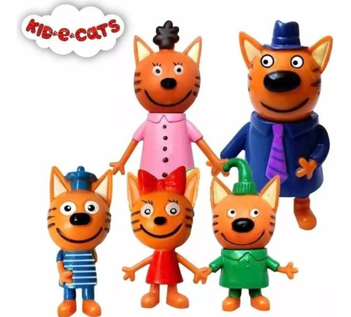 Kid E Cats Set Figuritas Familia Gatos 5 Personajes Juguetes