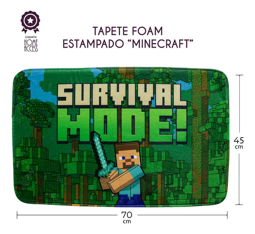 Tapete De Foam De Minecraft 70 Cm 45 Cm Minecraft Verde