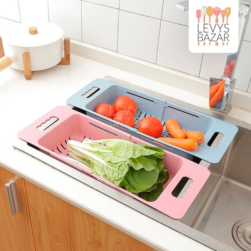 Escurridor Extensible Para Pileta De Cocina Bacha Ideal Frutas Verduras Multiuso De Plastico 48x21cm Levysbazar