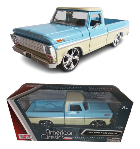 Camioneta Ford F100 1969 Con Rines Y Bajita Motormax 1/24 (Reacondicionado)