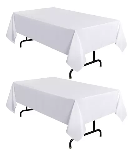 Paquete de 12 manteles blancos de 60 x 126 pulgadas, manteles blancos para  mesas rectangulares de 8 pies, mantel rectangular de poliéster, manteles