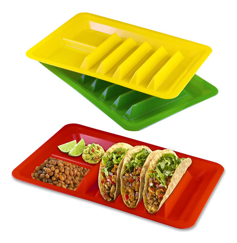 Paquete De 3 Soportes Para Tacos, Platos Coloridos Para...