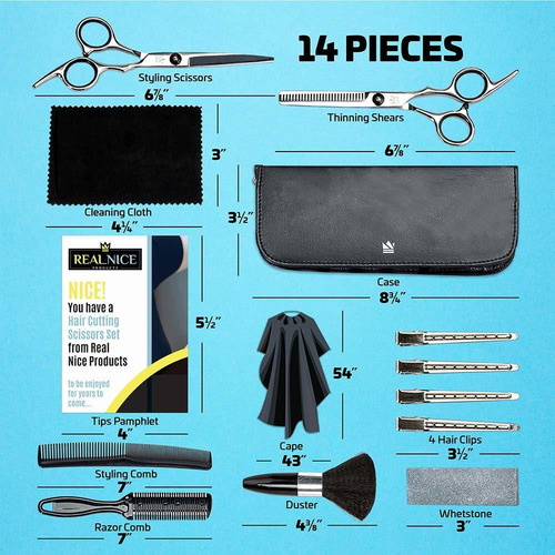 Kit Tijeras Peluqueria Profesional Real Nice Juego De 14