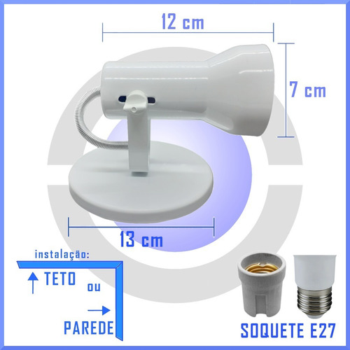 Imagem 8 de 8 de Spot Sobrepor E27 Com Tampa Cega Acabamento Kit 5 Unid