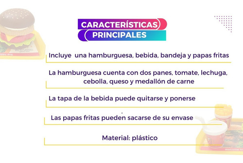 Imagen 3 de 9 de Juego De Encastre Comida Rapida Combo Hamburguesa De Juguete