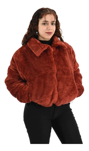 Imagen 1 de 3 de Campera Mujer Puffer Corta Polar Peluche Importada Moda Frio