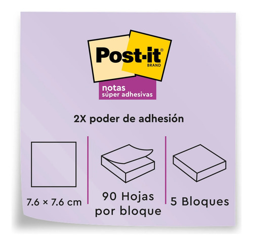 Notas Adhesivas Post-it Originales 76mm X 76mm 5 Bloques