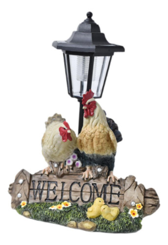 Luz De La Estatua Solar Del Jardín, Adorno De Césped Pollo