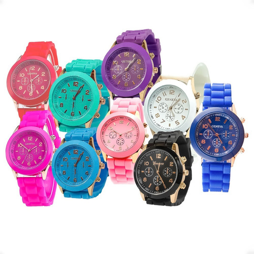 Reloj Geneva De Silicona Varios Colores - Otec