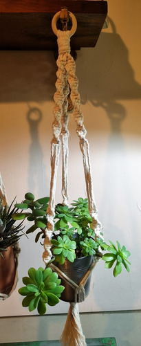 Macetero Colgante - Portamaceta Macrame Crudo Sil