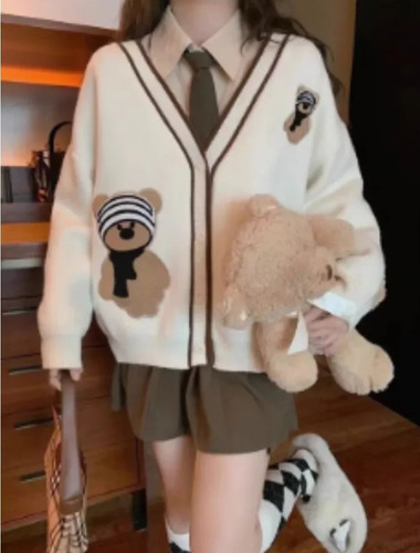 Cárdigan De Punto Con Forma De Oso De Estilo Coreano Para Mu