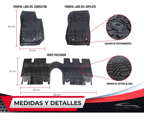 Imagen 2 de 8 de Set Tapetes 3d Jeep Jk Wrangler 4 Puertas Uso Rudo 15569