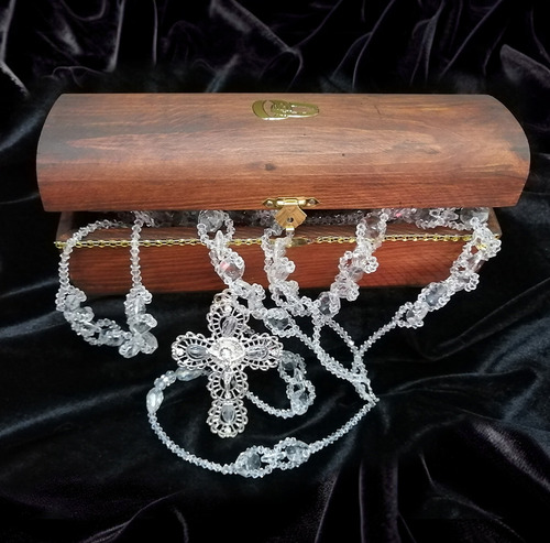 Lazo Matrimonial Cristal Amor Entrelazado Mancuerna Madera Oscuro