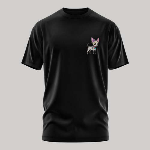 Remera 100% Algodón Unisex Con Bordado  Perro Chihuahua