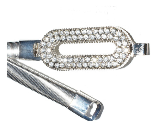 Cinto Caderin Tresher Elastizado De Fiesta Forma Y Strass 2 Plateado Liso Único