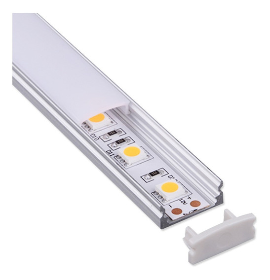 barra rígida 1 m 22 x 6 mm cubierta Aftertech® 2206 Perfil de aluminio empotrado para tiras LED 1 m perfil de guía 