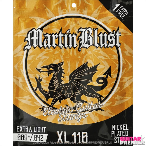 Encordado Guitarra Electrica Martin Blust 009 Xl110 +1 Extra