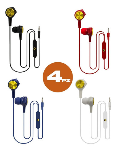 4pz Audifonos Alambrico Manos Libre Microfono In Ear Celular