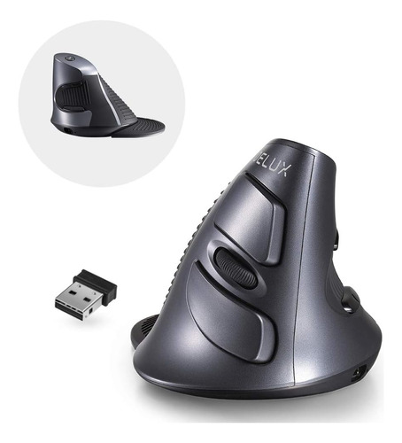 Mouse Vertical Ergonomico Inalambrico, Negro | Delux 4000...