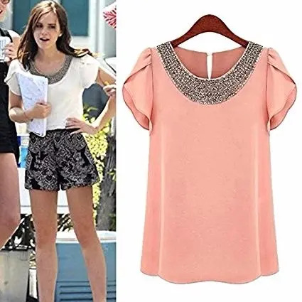 Bella Blusa Casual Dama Tela Chifon,manga Corta, Importada | MercadoLibre