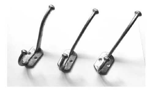 Imagen 3 de 10 de Percha Doble Gancho Perchero Pared Aluminio Pulido Kit X10