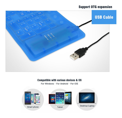 108 Teclas Usb Silicone Flexível Teclado Dobrável Impermeáve