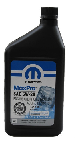 Aceite De Motor 5w 20 1 Litro Sintetico Original Mopar Sp