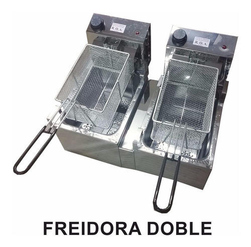 Imagen 2 de 5 de Freidora Electrica Doble Bacha 16 Lts Roa Acero Inoxidable