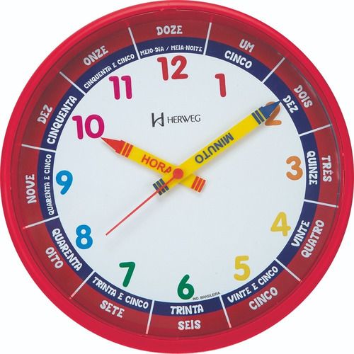 Relógio Parede 25cm Herweg Educativo Infantil 6690 Amarelo