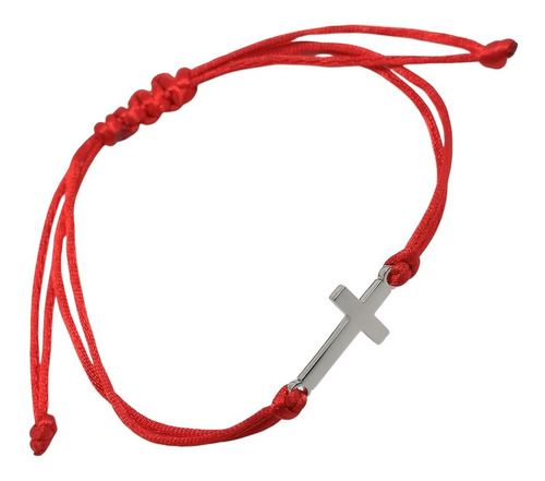 Imagen 1 de 6 de Pulsera Hilo Roja De Protección Cruz Parejas Acero Amuleto