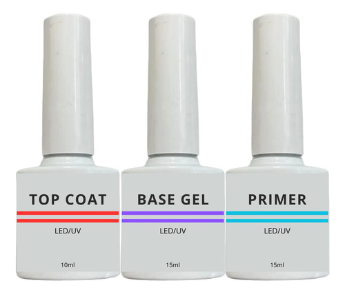 Kit Top Coat - Primer - Base P/ Gel Uv Da Marca X&d Manicure Cor Transparente