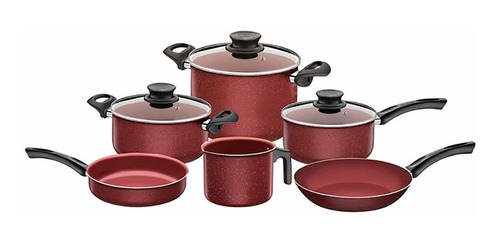 Bateria Cocina París Tramontina Aluminio 9 Pz Rojo Cuo Ta