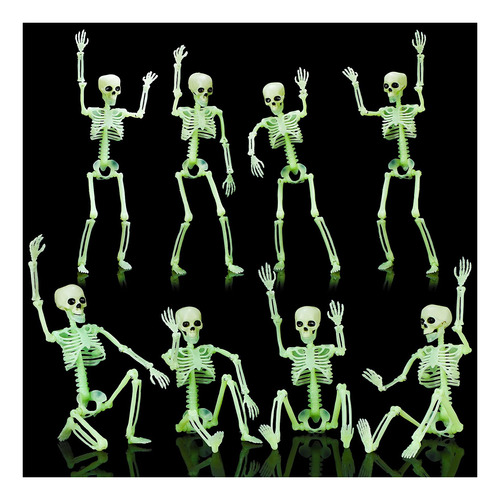 Paquete De 8 Esqueletos De 16 Pulgadas Que Brillan En La Osc