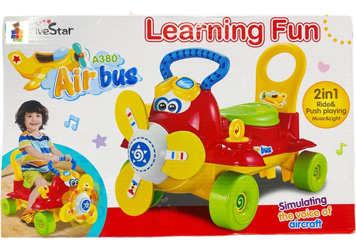 Montable Avion Caminador Multifuncional Luz Musical 2en1