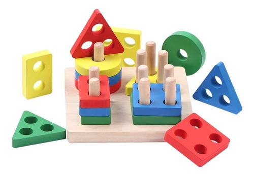 Juego Didactico Encajar Figura Geométrica  Montessori Madera