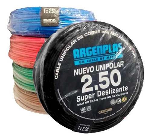 Cable Unipolar 2,5mm Normailizado Argenplas X 100mts