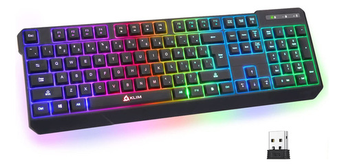 Teclado Gamer Inalámbrico Klim Chroma, Rgb, Recargable