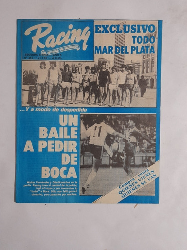 Revista Racing 256.racing 1 Boca 1,river 4 Racing 2.año 1986