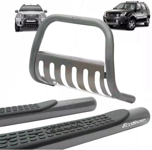 Kit Estribo Tubular Quebra Mato Grafite Ecosport 2003 -2012