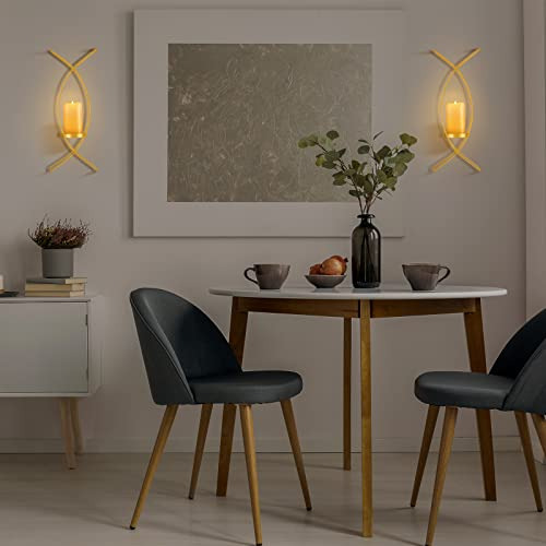 Juego De Dos Candelabros De Pared De Metal Con Portavelas D