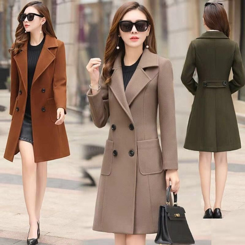 Nuevo Abrigo De Lana De Mujer De Estilo Coreano De Invierno