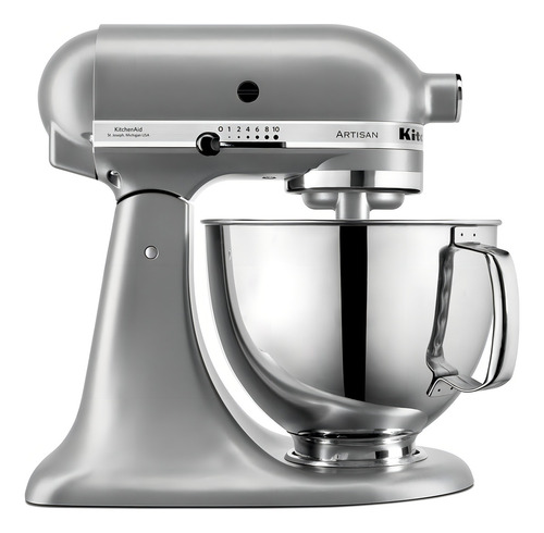 Batidora de pie Batedeira Kitchenaid Artisan, color plateado,