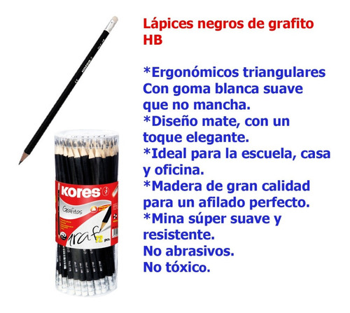 Lápiz Kores Negro 2 Hb Lote 10 Cajas 72 Pzas Incluye Envio