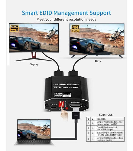 Divisor Hdmi 4k 1x2 Hdmi 2.0b Hdcp 2.2