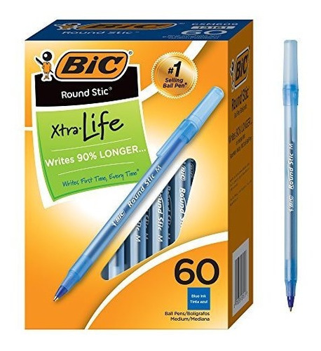 Caneta Esferográfica Bic Round Stick Xtra Life Ponta Média 1