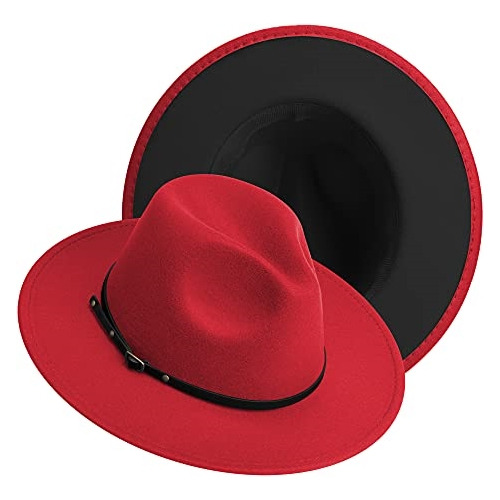 2 Sombreros Fedora De Dos Tonos De Ala Ancha Clásica