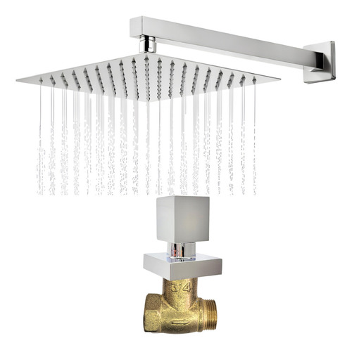 Chuveiro Registro Inox Quadrado 1/4 Volta Banheiro Piscina Acabamento Cromado Cor Cromado