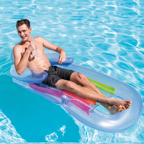 Colchón Bronceador Sillón Inflable Con Respaldo Piscina Azul