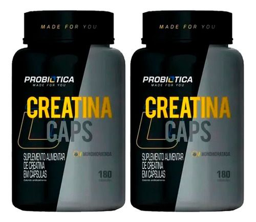 2x Creatina Pura Caps ( 180 Capsulas ) - Probiótica Sabor Natural